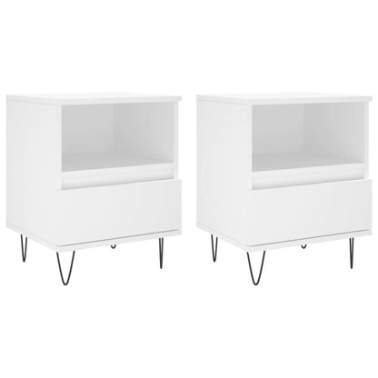 Comodini 2pz Bianchi 40x35x50 cm in Legno Multistrato