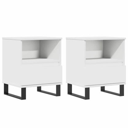 Comodini 2pz Bianchi 40x35x50 cm in Legno Multistrato