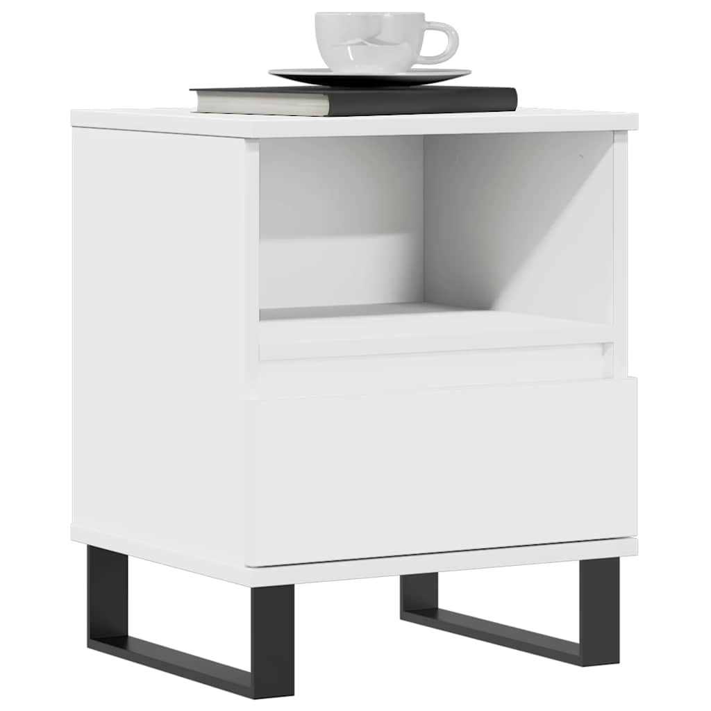 Comodini 2pz Bianchi 40x35x50 cm in Legno Multistrato