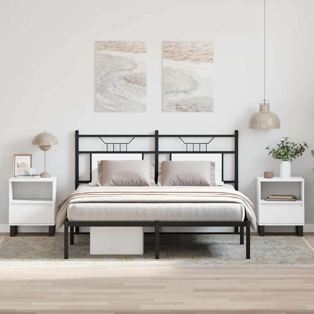 Comodini 2pz Bianchi 40x35x50 cm in Legno Multistrato