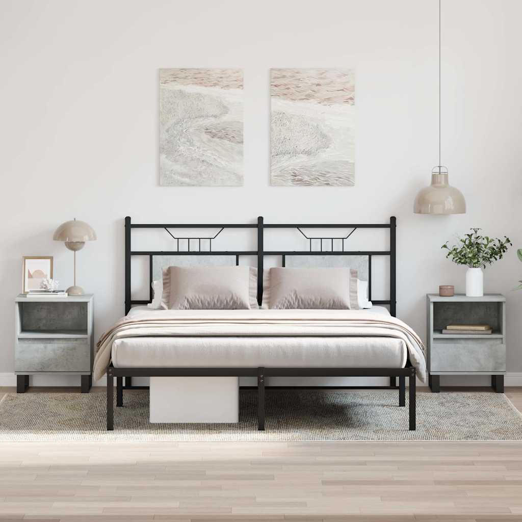 Comodini 2pz Grigio Cemento 40x35x50 cm in Legno Multistrato
