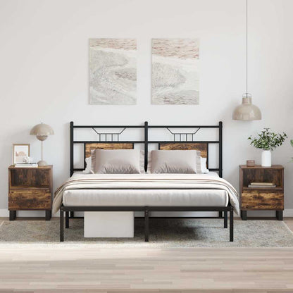 Comodini 2pz Rovere Fumo 40x35x50 cm in Legno Multistrato