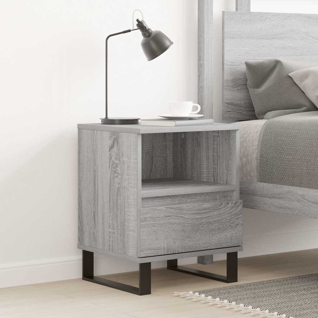Comodino Grigio Sonoma 40x35x50 cm in Legno Multistrato