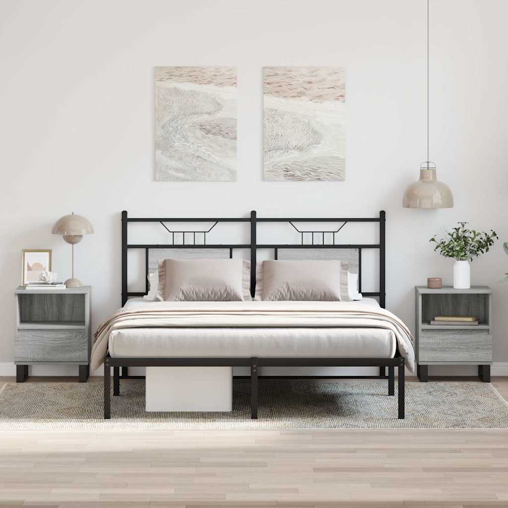 Comodini 2pz Grigio Sonoma 40x35x50 cm in Legno Multistrato