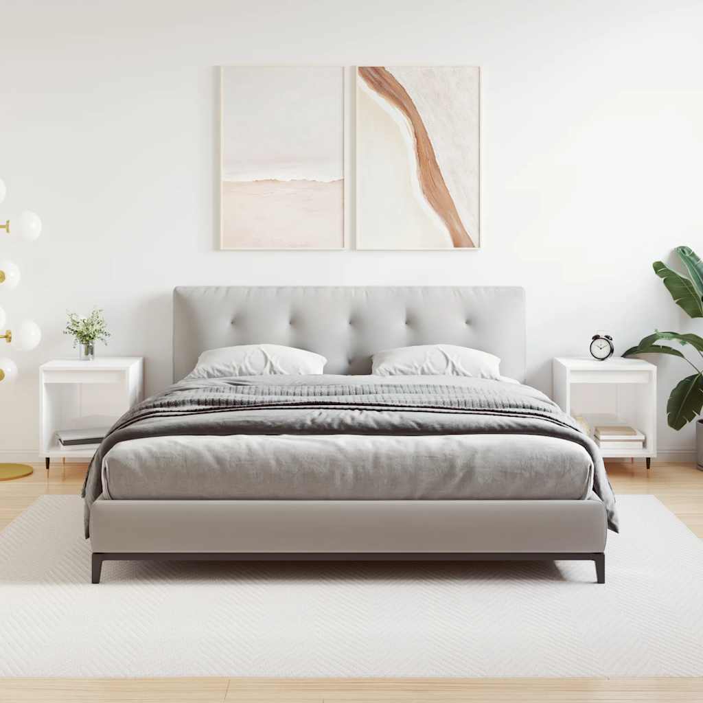 Comodini 2pz Bianco Lucido 40x35x50 cm in Legno Multistrato