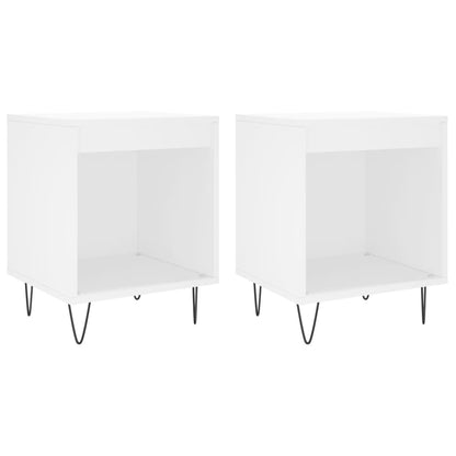 Comodini 2pz Bianchi 40x35x50 cm in Legno Multistrato