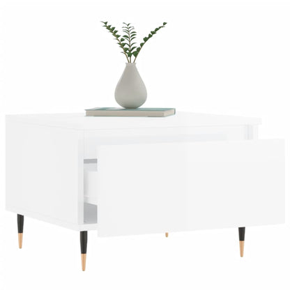 Tavolino da Salotto Bianco Lucido 50x46x35 cm Legno Multistrato