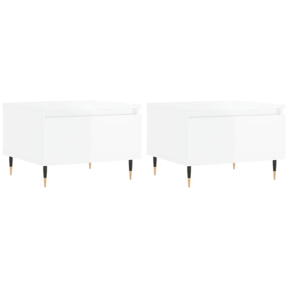 Tavolini Salotto 2pz Bianco Lucido 50x46x35cm Legno Multistrato