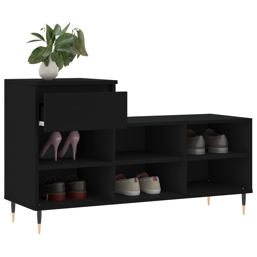 Scarpiera Nera 102x36x60 cm in Legno Multistrato
