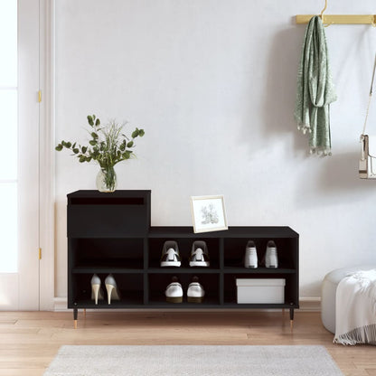 Scarpiera Nera 102x36x60 cm in Legno Multistrato
