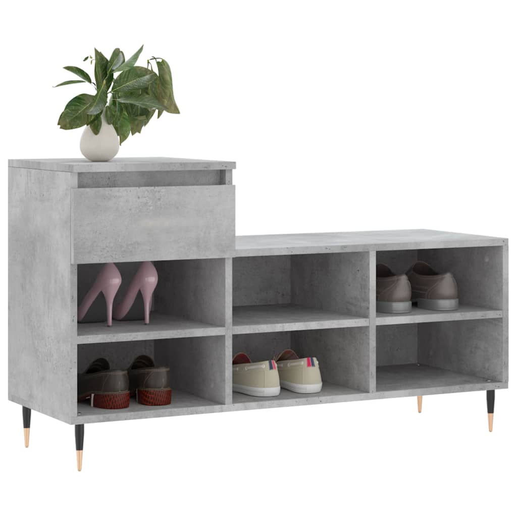 Scarpiera Grigio Cemento 102x36x60 cm in Legno Multistrato
