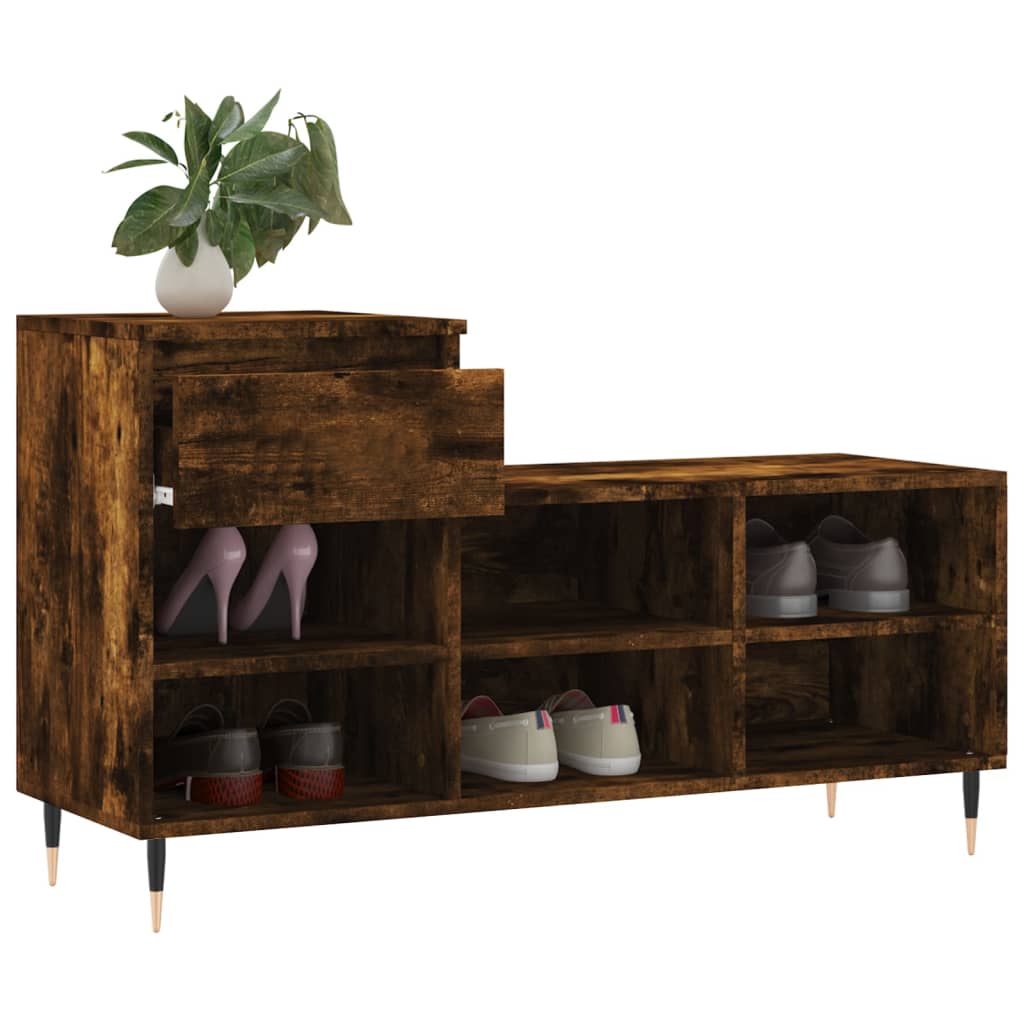 Scarpiera Rovere Fumo 102x36x60 cm in Legno Multistrato