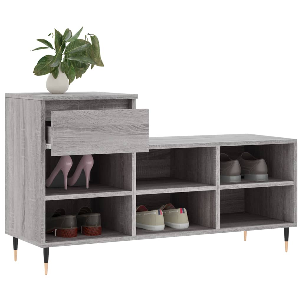 Scarpiera Grigio Sonoma 102x36x60 cm in Legno Multistrato