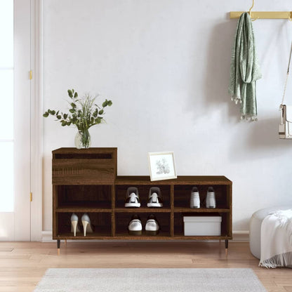 Scarpiera Rovere Marrone 102x36x60 cm in Legno Multistrato