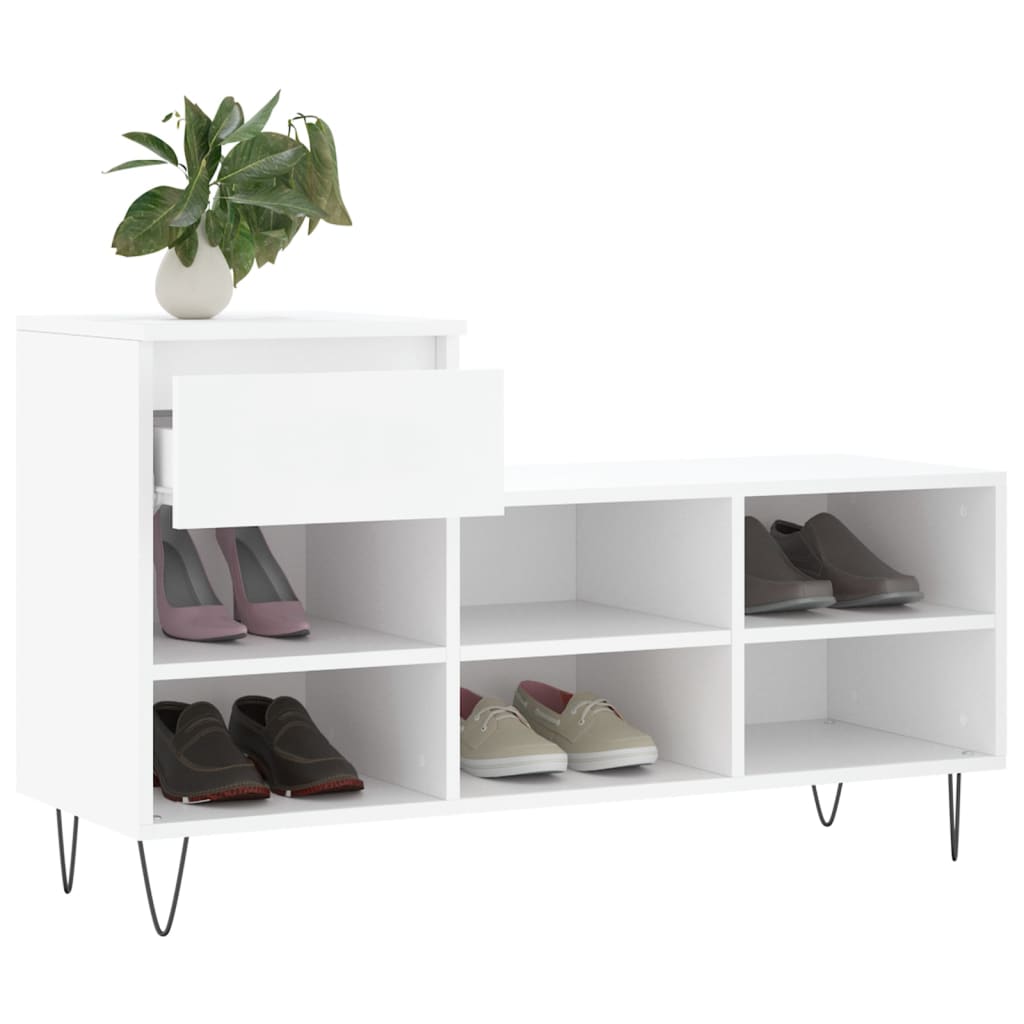 Scarpiera Bianca 102x36x60 cm in Legno Multistrato
