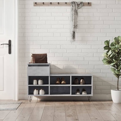 Scarpiera Grigio Cemento 102x36x60 cm in Legno Multistrato