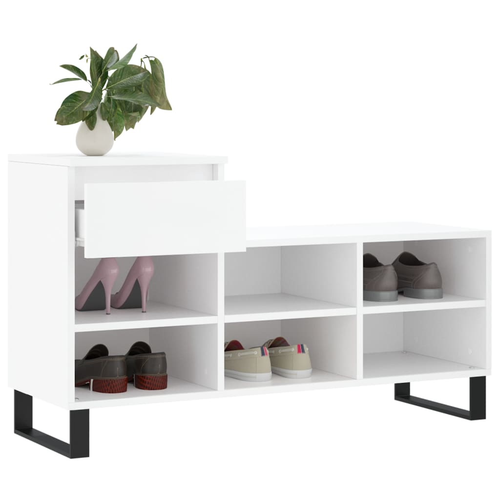 Scarpiera Bianca 102x36x60 cm in Legno Multistrato