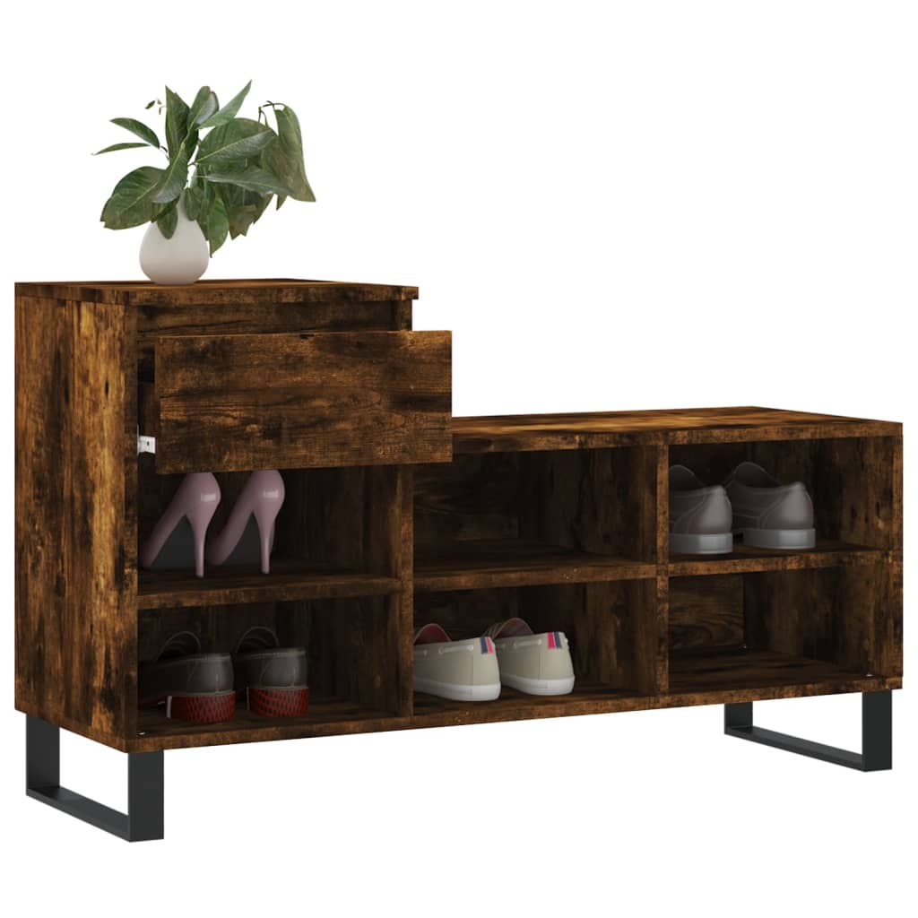 Scarpiera Rovere Fumo 102x36x60 cm in Legno Multistrato