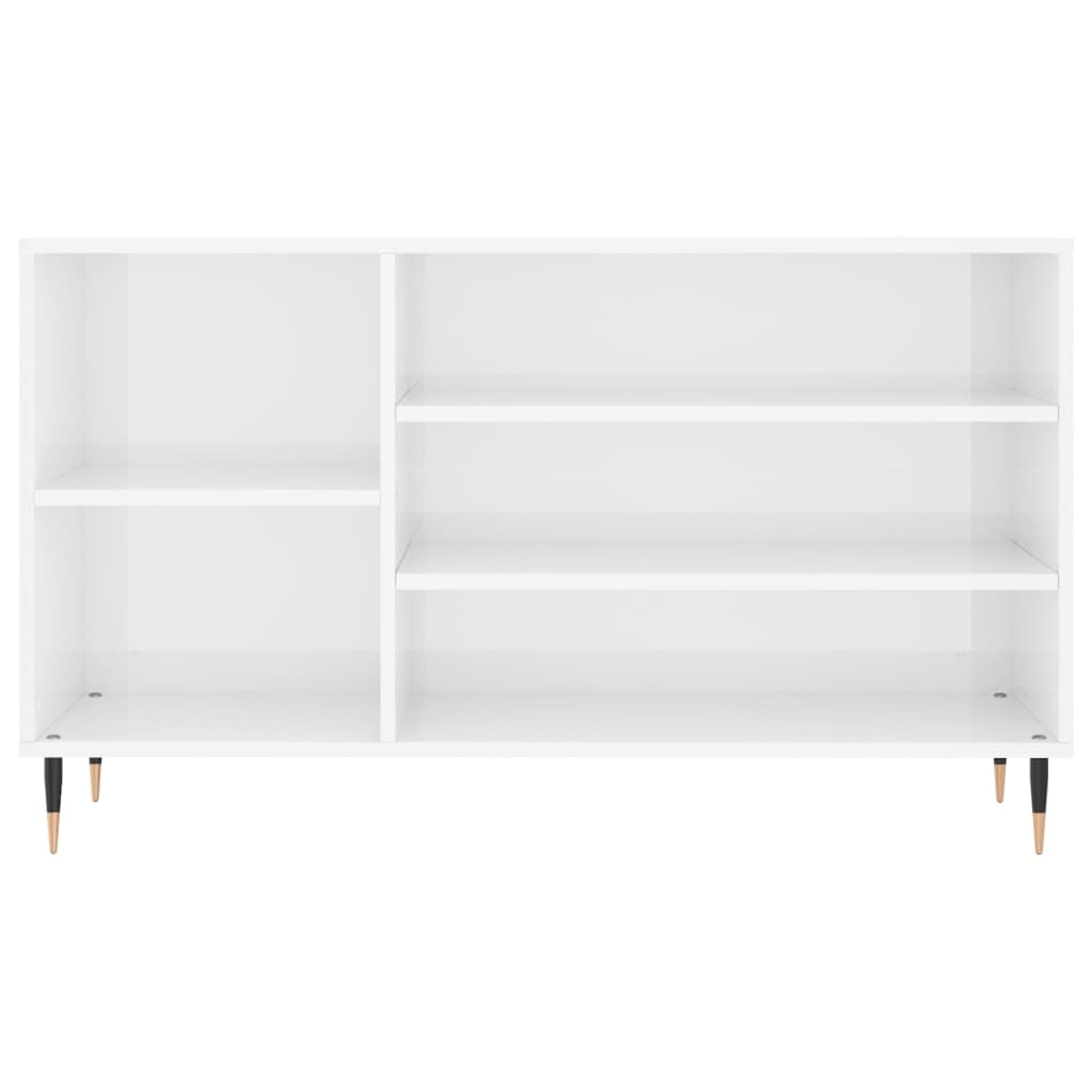 Scarpiera Bianco Lucido 102x36x60 cm in Legno Multistrato