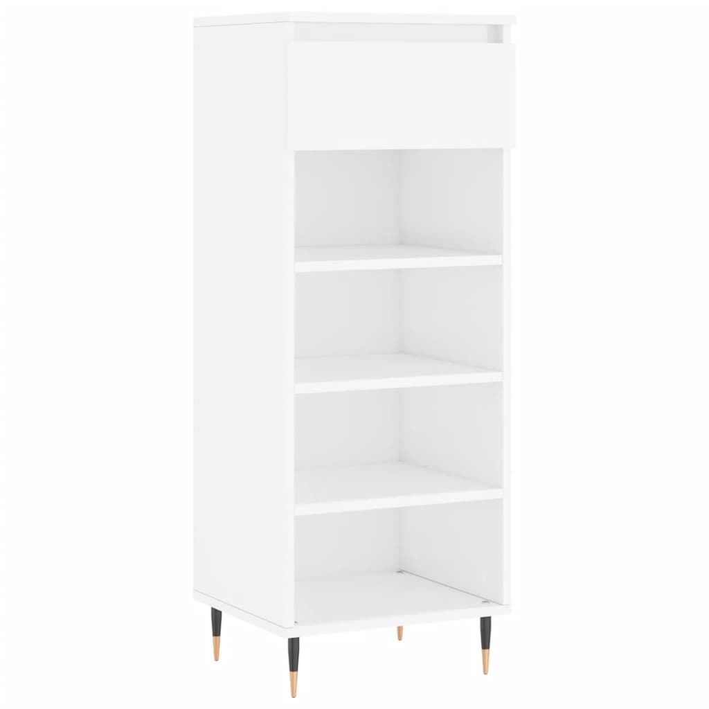 Scarpiera Bianco Lucido 40x36x105 cm in Legno Multistrato