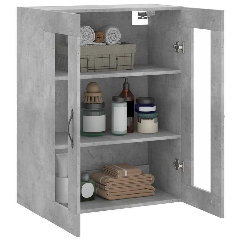 Mobile a Parete Grigio Cemento 69,5x34x90 cm Legno Multistrato