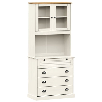 Credenza VIGO Bianca 80x40x176 cm in Legno Massello di Pino