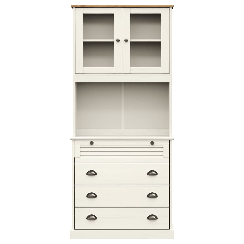 Credenza VIGO Bianca 80x40x176 cm in Legno Massello di Pino