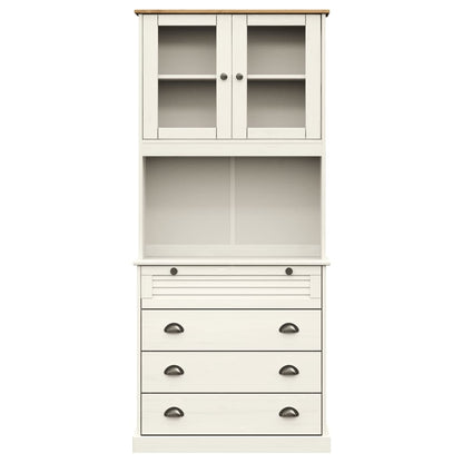 Credenza VIGO Bianca 80x40x176 cm in Legno Massello di Pino