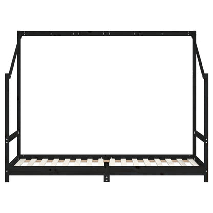 Giroletto per Bambini Nero 80x200 cm in Legno Massello di Pino