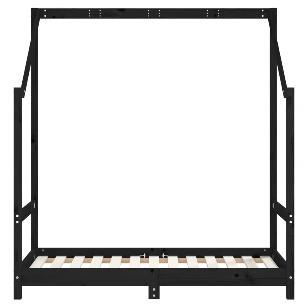 Giroletto per Bambini Nero 70x140 cm in Legno Massello di Pino