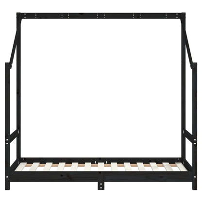 Giroletto per Bambini Nero 80x160 cm in Legno Massello di Pino
