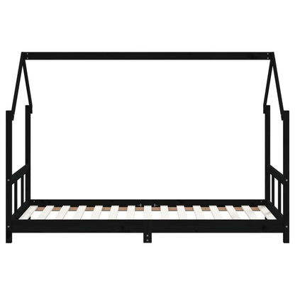 Giroletto per Bambini Nero 90x190 cm in Legno Massello di Pino