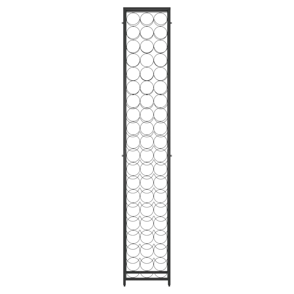 Portavini da 57 Bottiglie Nero 34x18x200cm in Ferro Battuto