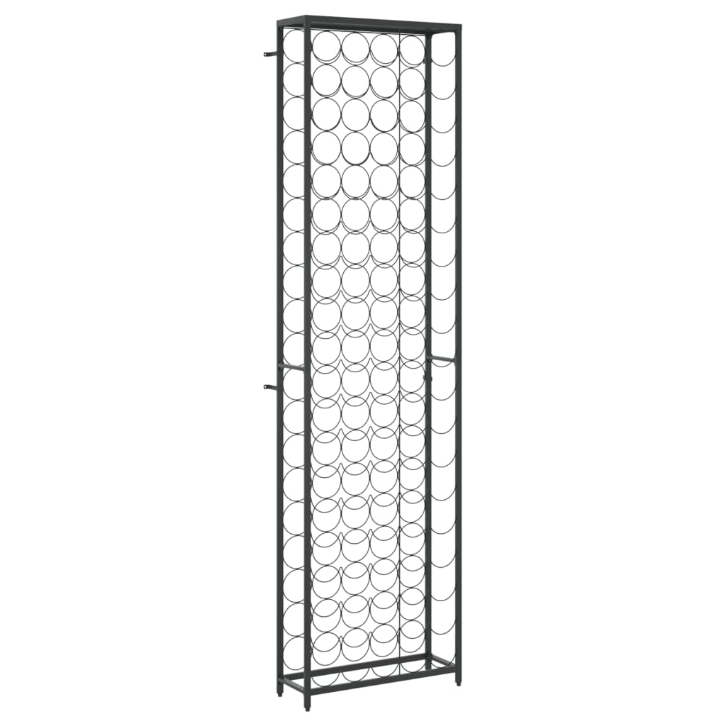 Portavini da 95 Bottiglie Nero 54x18x200cm in Ferro Battuto