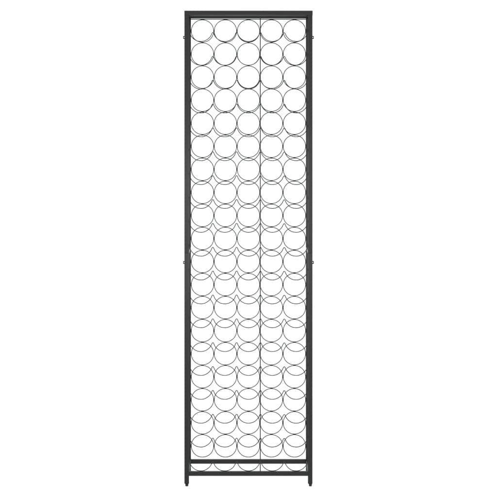 Portavini da 95 Bottiglie Nero 54x18x200cm in Ferro Battuto