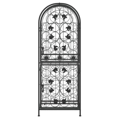 Portavini da 41 Bottiglie Nero 45x36x120cm in Ferro Battuto