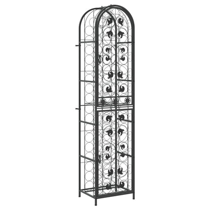 Portavini da 73 Bottiglie Nero 45x36x200cm in Ferro Battuto