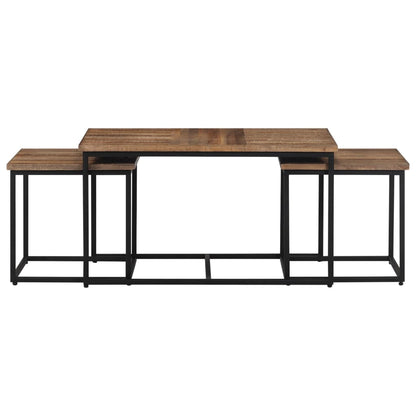 Tavolini a Incastro 3 pz in Legno Massello di Teak