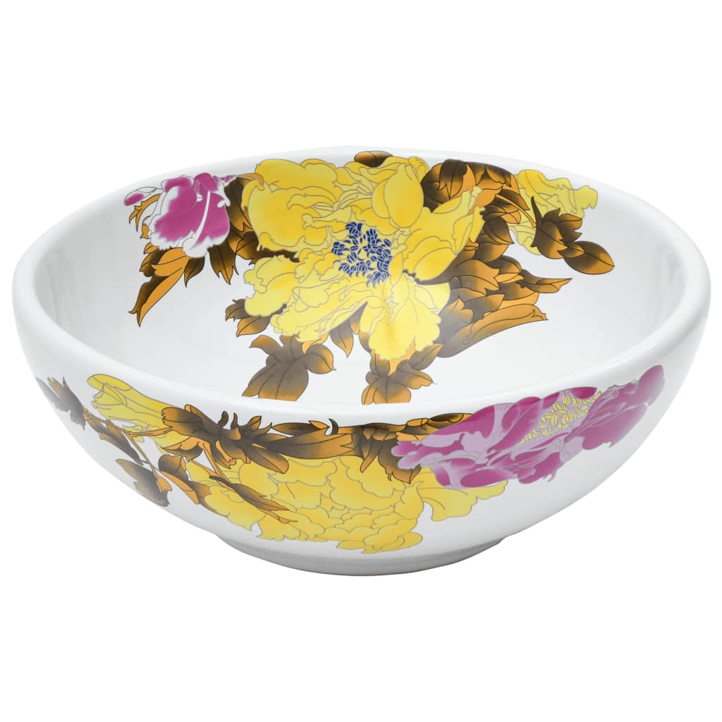 Lavabo da Appoggio Multicolore Rotondo ?41x14 cm Ceramica