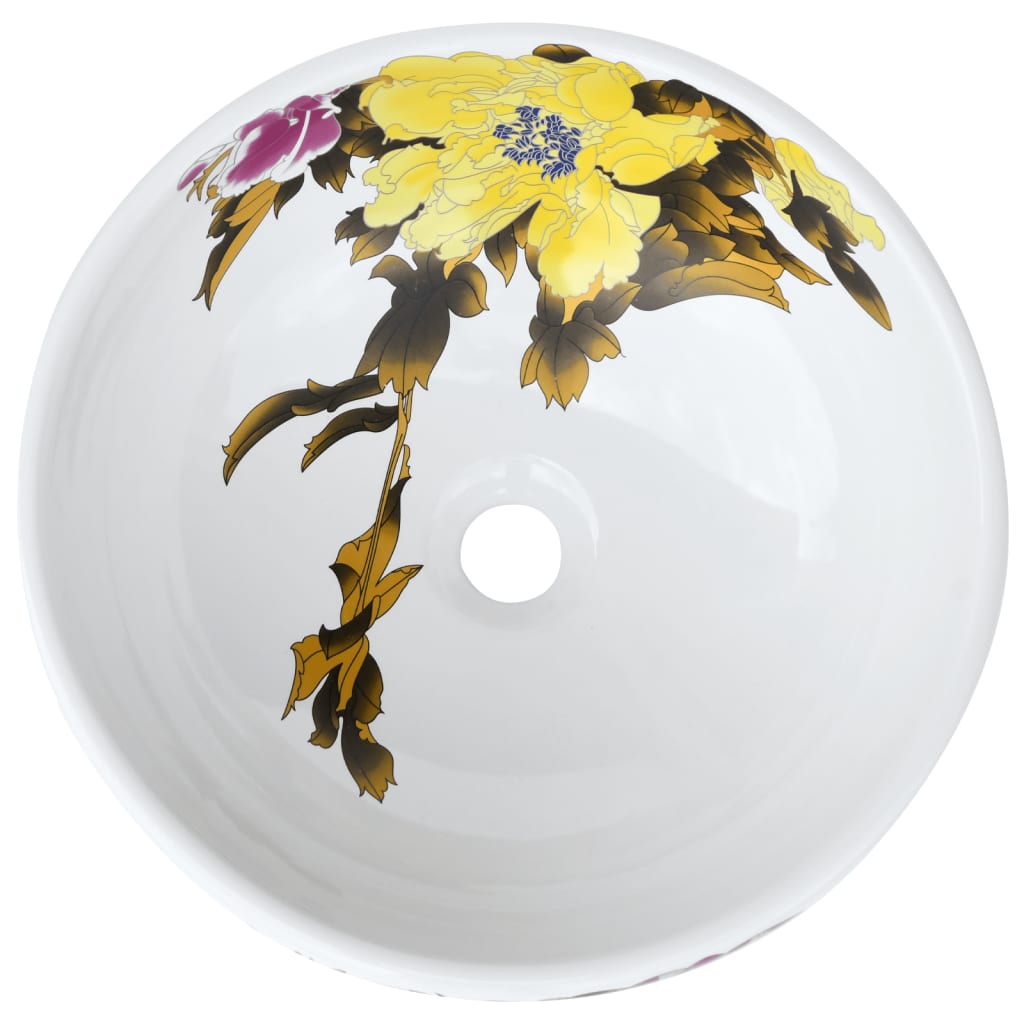 Lavabo da Appoggio Multicolore Rotondo ?41x14 cm Ceramica