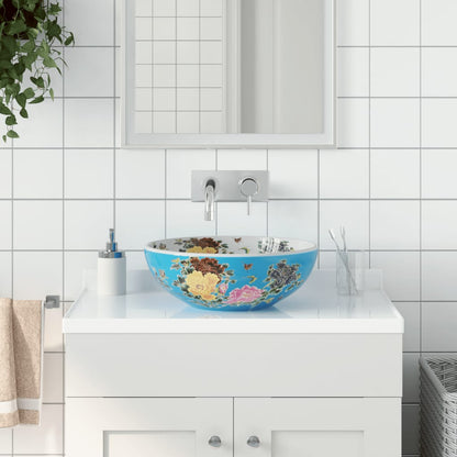 Lavabo da Appoggio Multicolore Rotondo ?41x14 cm Ceramica