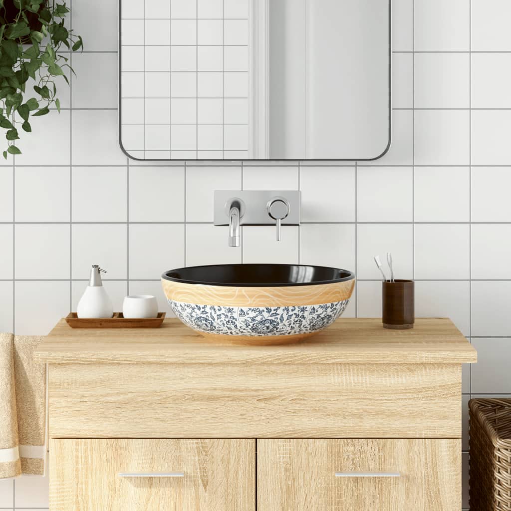 Lavabo da Appoggio Multicolore Rotondo ?41x14 cm Ceramica
