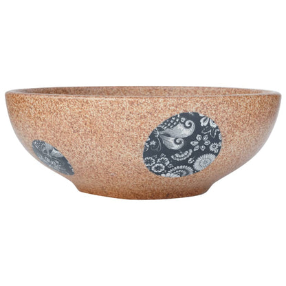 Lavabo da Appoggio Marrone e Blu Rotondo ?41x14 cm Ceramica