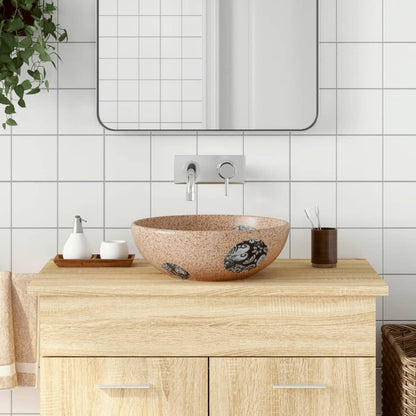 Lavabo da Appoggio Marrone e Blu Rotondo ?41x14 cm Ceramica
