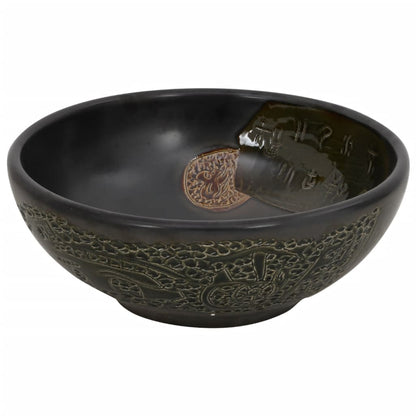 Lavabo da Appoggio Nero Rotondo ?41x14 cm Ceramica