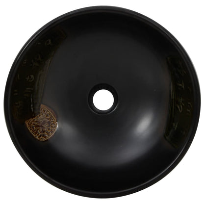 Lavabo da Appoggio Nero Rotondo ?41x14 cm Ceramica