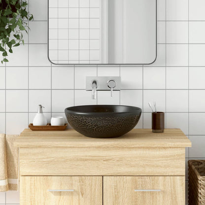 Lavabo da Appoggio Nero Rotondo ?41x14 cm Ceramica