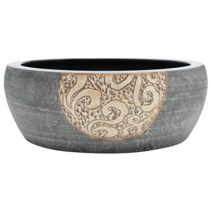 Lavabo da Appoggio Nero e Marrone Rotondo ?41x14 cm Ceramica
