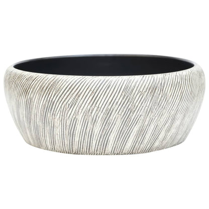 Lavabo da Appoggio Nero e Grigio Rotondo ?41x14 cm Ceramica