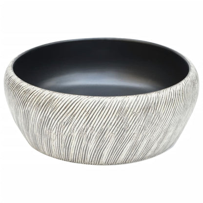 Lavabo da Appoggio Nero e Grigio Rotondo ?41x14 cm Ceramica